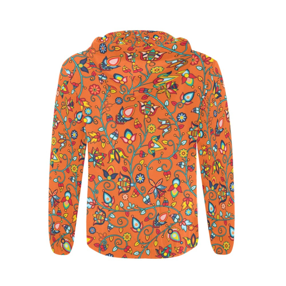 Thorny Path Orange Men's Zipper Hoodie