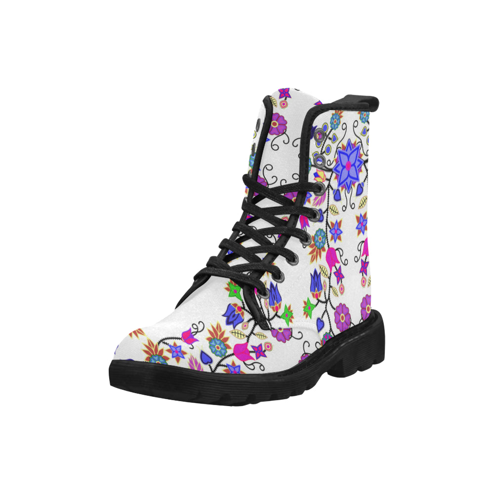Floral Beadwork Seven Clans White Boots