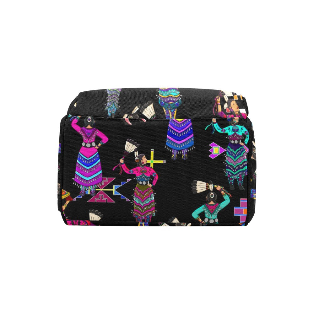 Women's Jingle Dancers Black Multi-Function Diaper Backpack