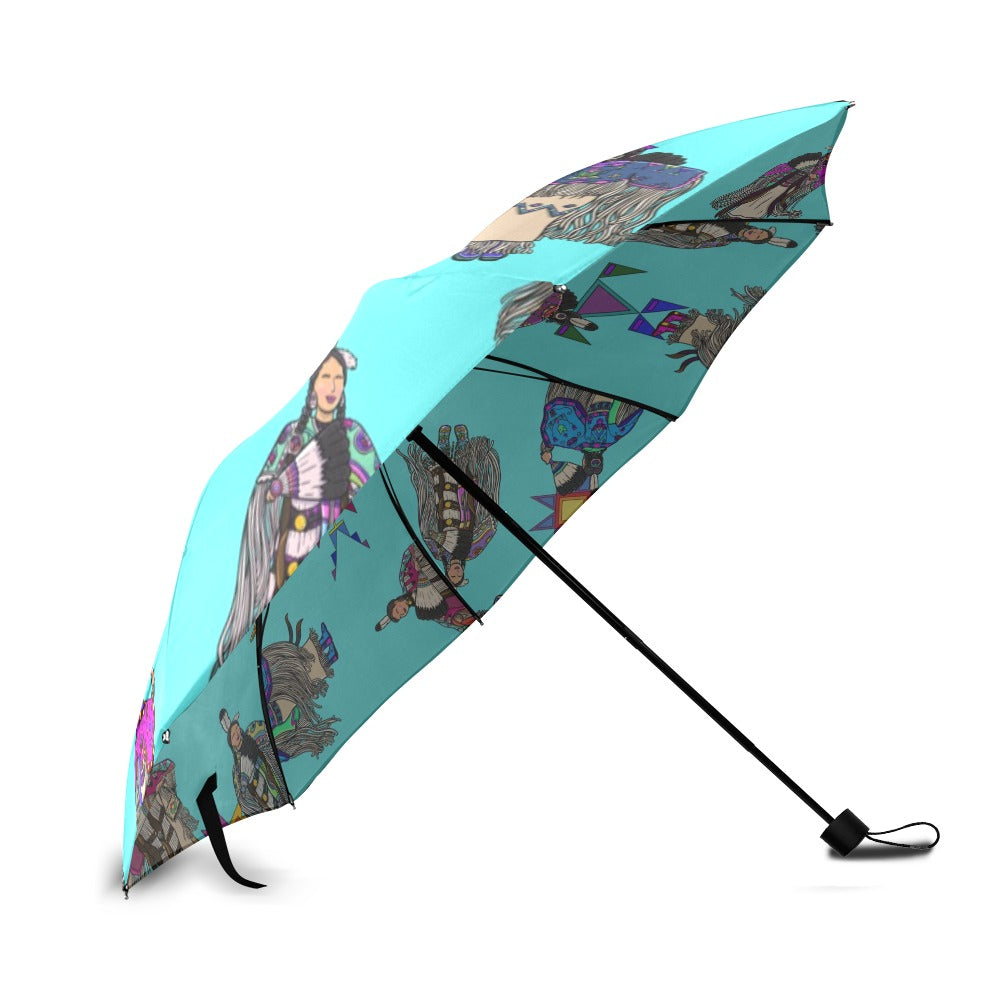 Women's Tradish Dancers Turquoise Foldable Umbrella