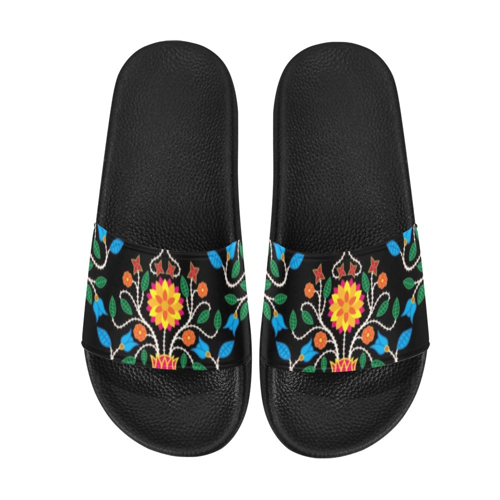 Floral Beadwork Slide Sandals