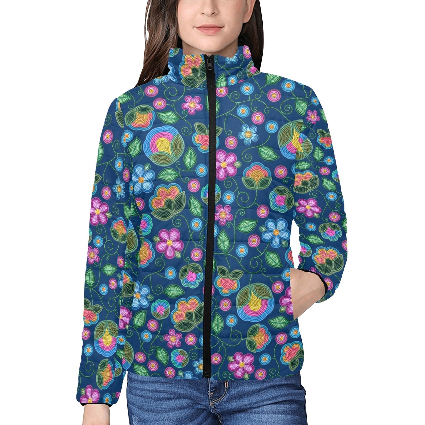 Turquoise Sunbeam Stand Collar Jacket