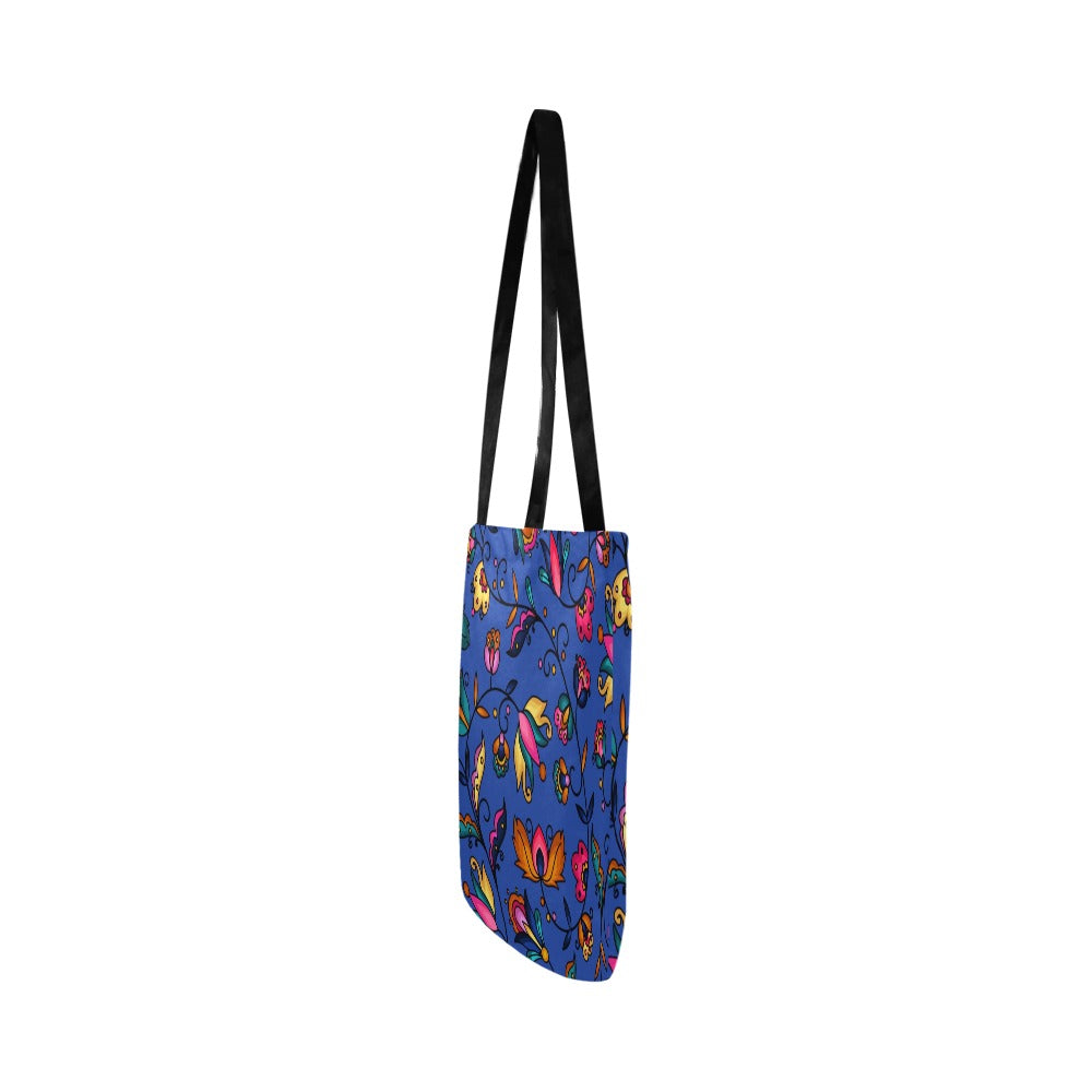Copper Prairie Petals Blue Reusable Shopping Bag