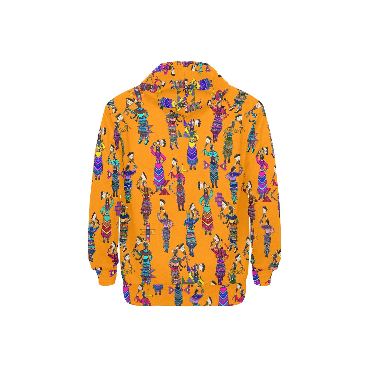 Women's Jingle Dancers Orange Men's Long Sleeve Fleece Hoodie