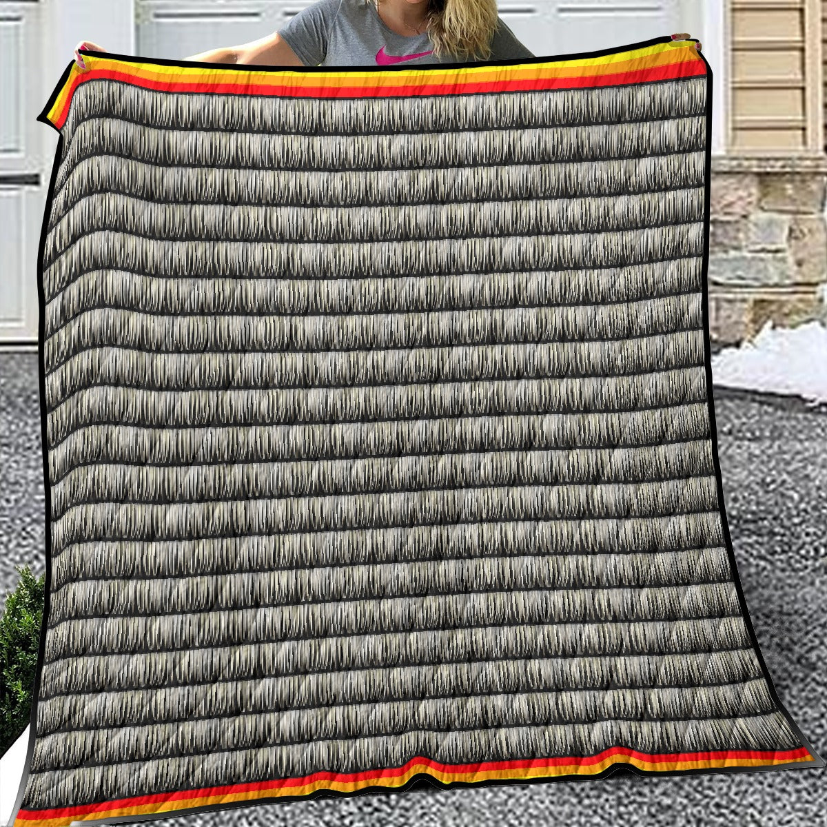 Dentalium on Black Lightweight Quilt by 49 Dzine