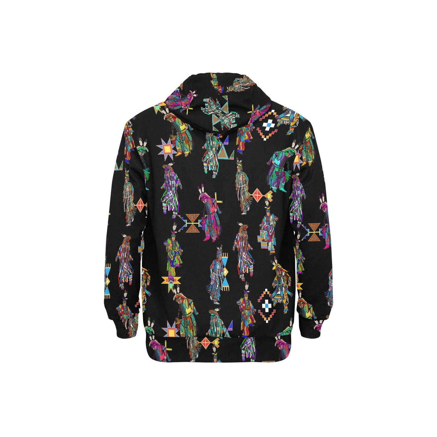 Men's Grass Dancers Black Men's Long Sleeve Fleece Hoodie