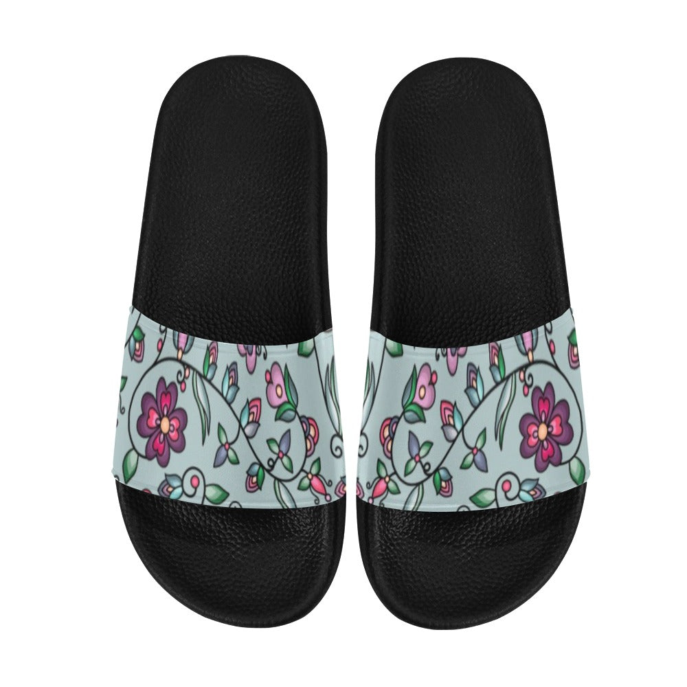 Amber Evening Garland Turquoise Slide Sandals by 49 Dzine