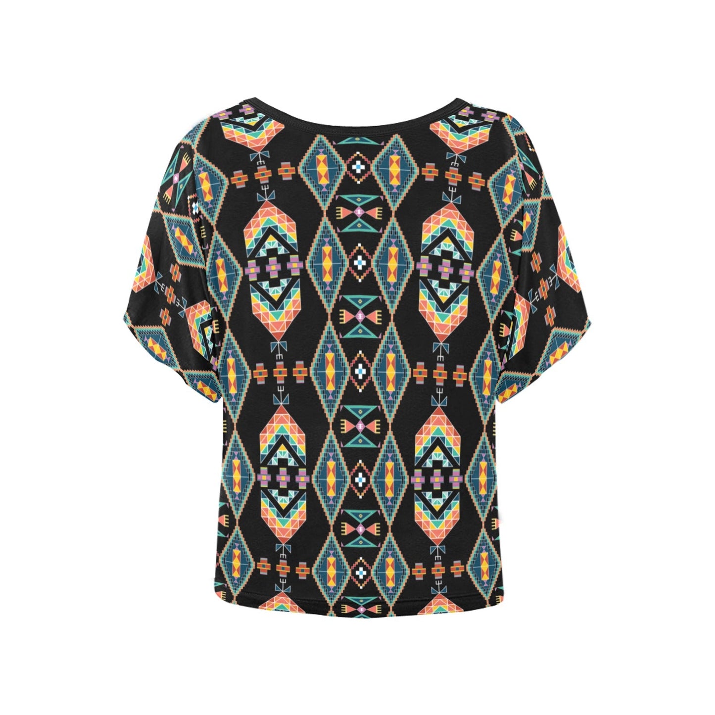Travois Tipi Black Women's Batwing-Sleeved Blouse T shirt