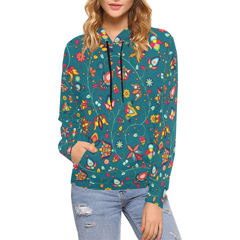 Thorny Path Teal Hoodie for Women by 49 Dzine