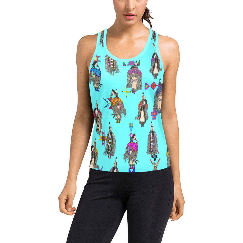 Women's Tradish Dancers Turquoise Racerback Tank Top by 49 Dzine
