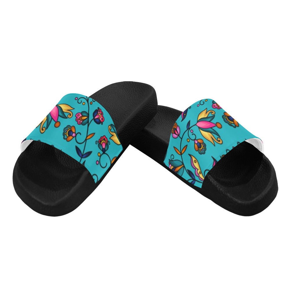 Copper Prairie Petals Turquoise Men's Slide Sandals