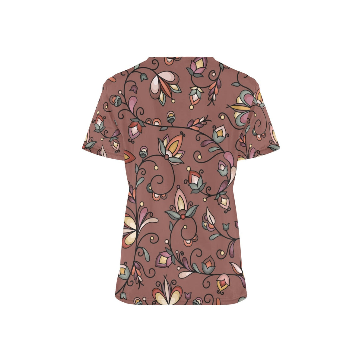 Burnt Sky Petals Brown Scrub Top