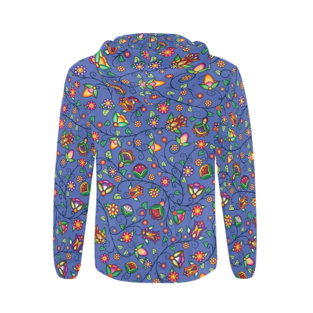 Heartbeat Petals Blue Men's Zipper Hoodie