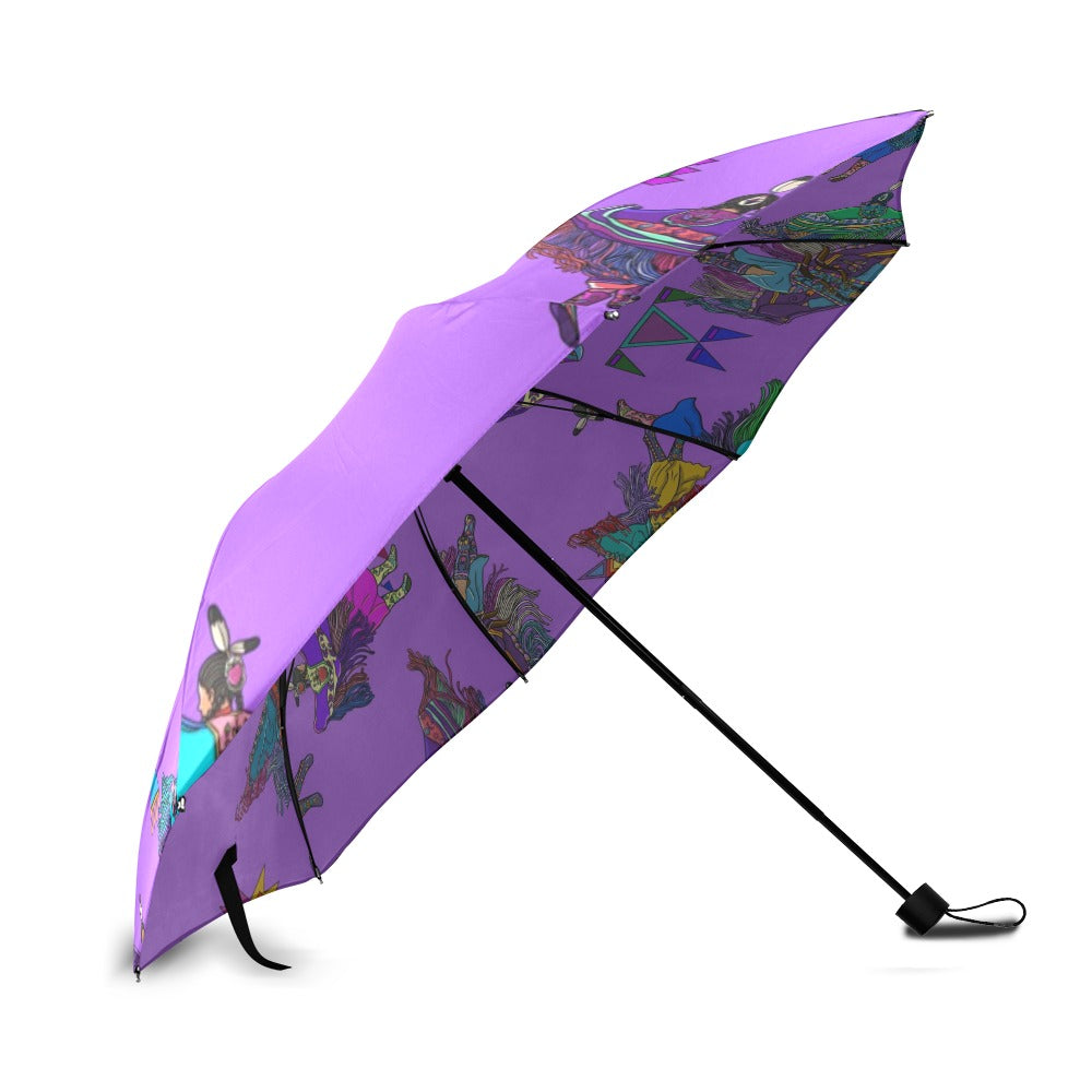 Women's Fancy Dancers Purple Foldable Umbrella