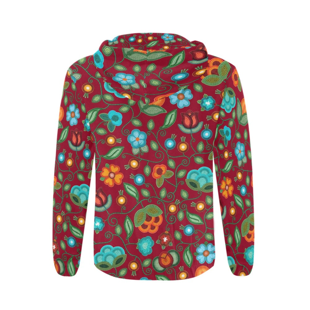 Prairie Fire Petals Red Zip Hoodie