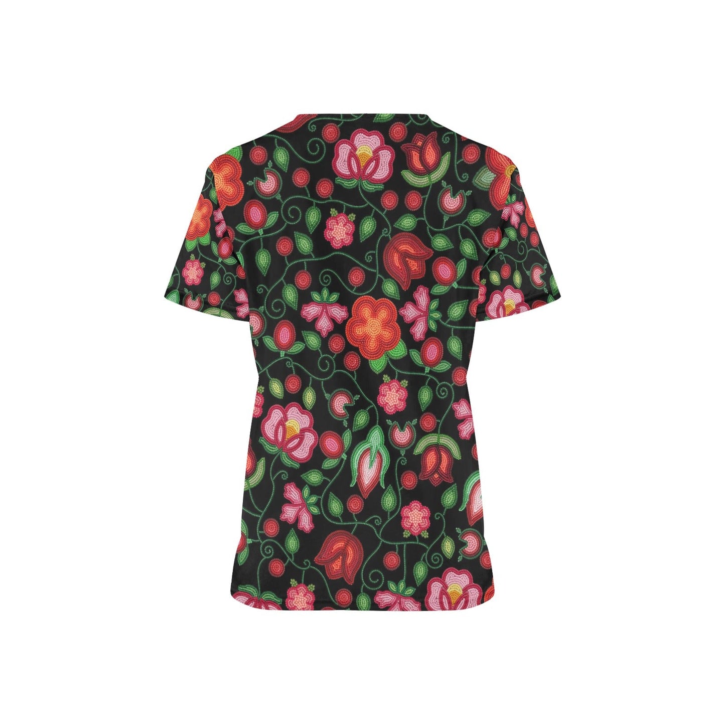 Rose Reverie Black Scrub Top