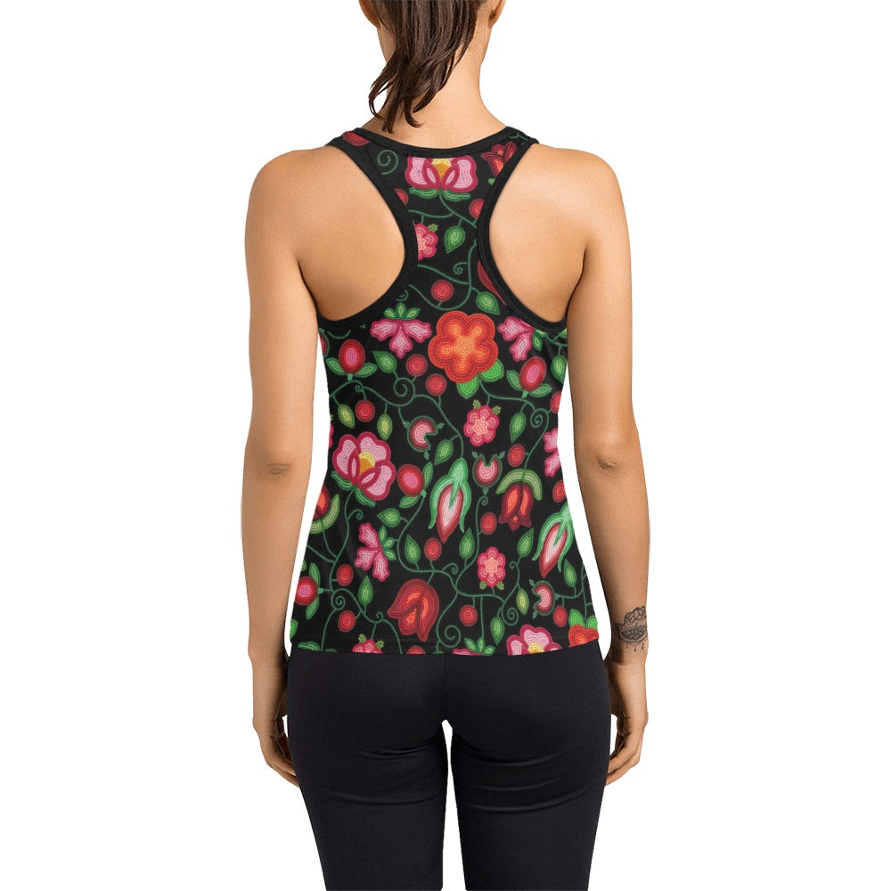 Rose Reverie Black Racerback Tank Top