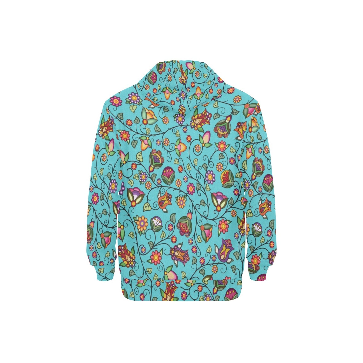 Heartbeat Petals Turquoise Men's Long Sleeve Fleece Hoodie