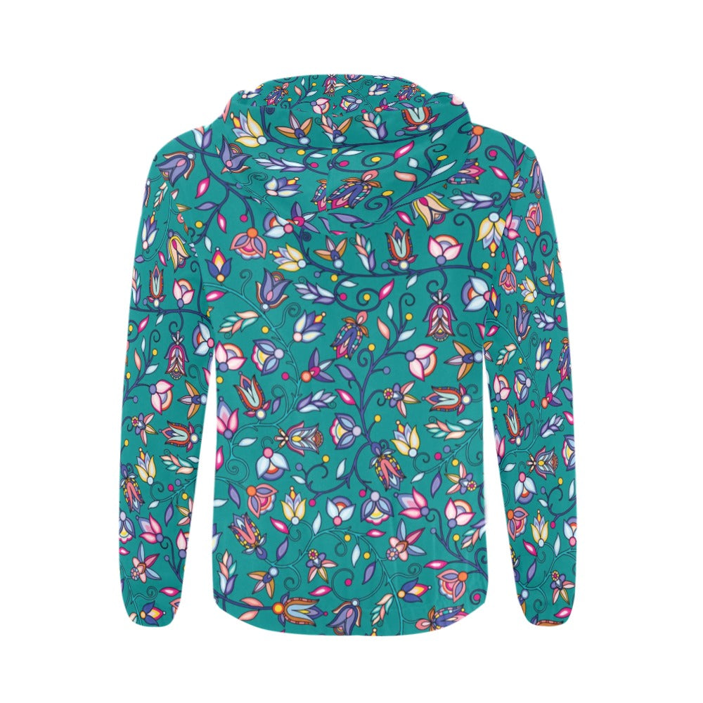 Buffalo Bloom Turquoise Men's Zipper Hoodie