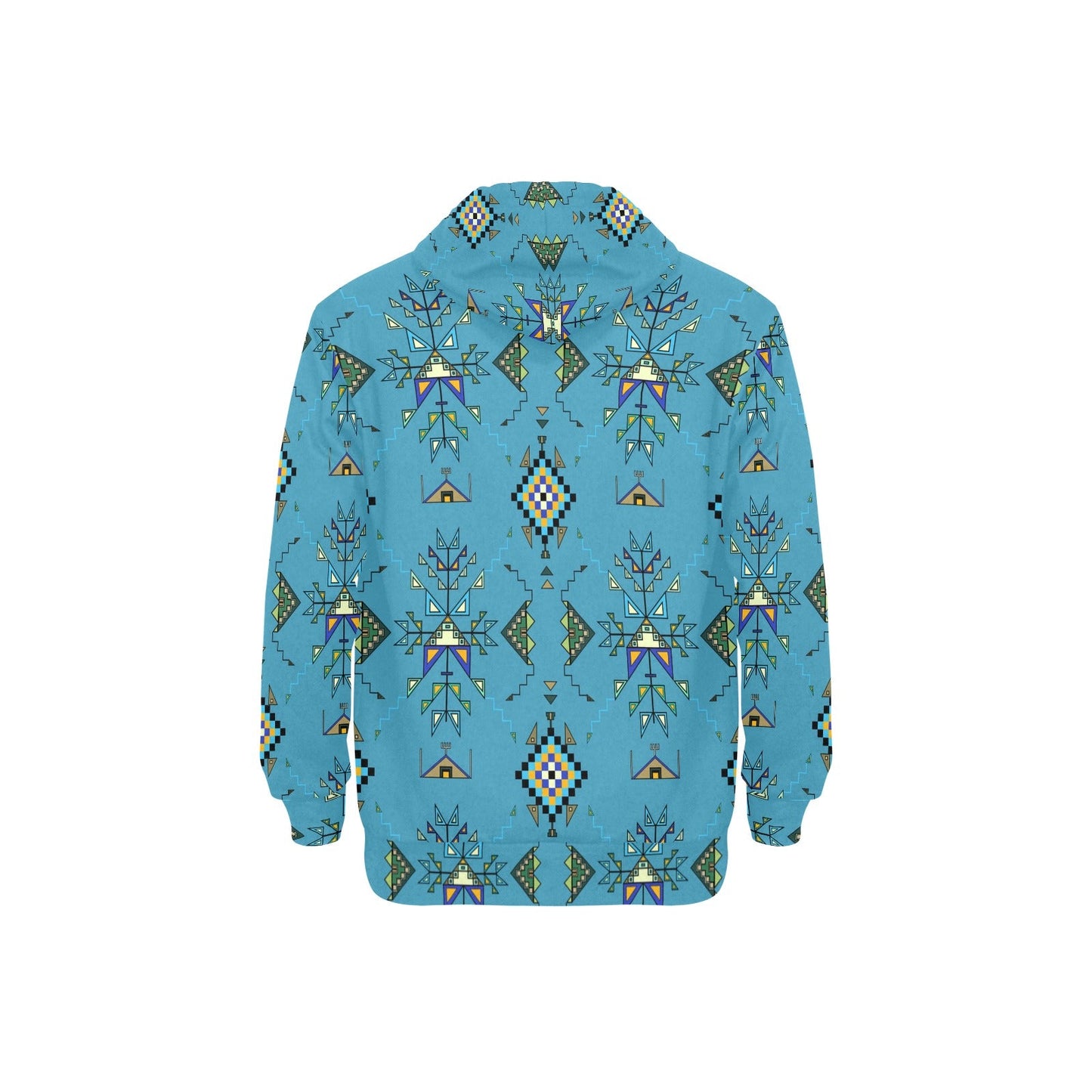 Bear Shield Blue Men's Long Sleeve Fleece Hoodie