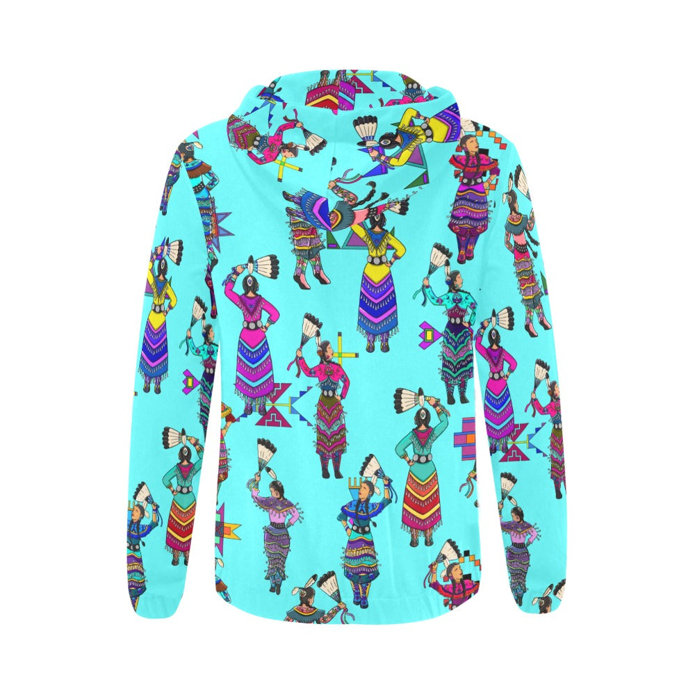 Women's Jingle Dancers Turquoise Full Zip Hoodie for Women