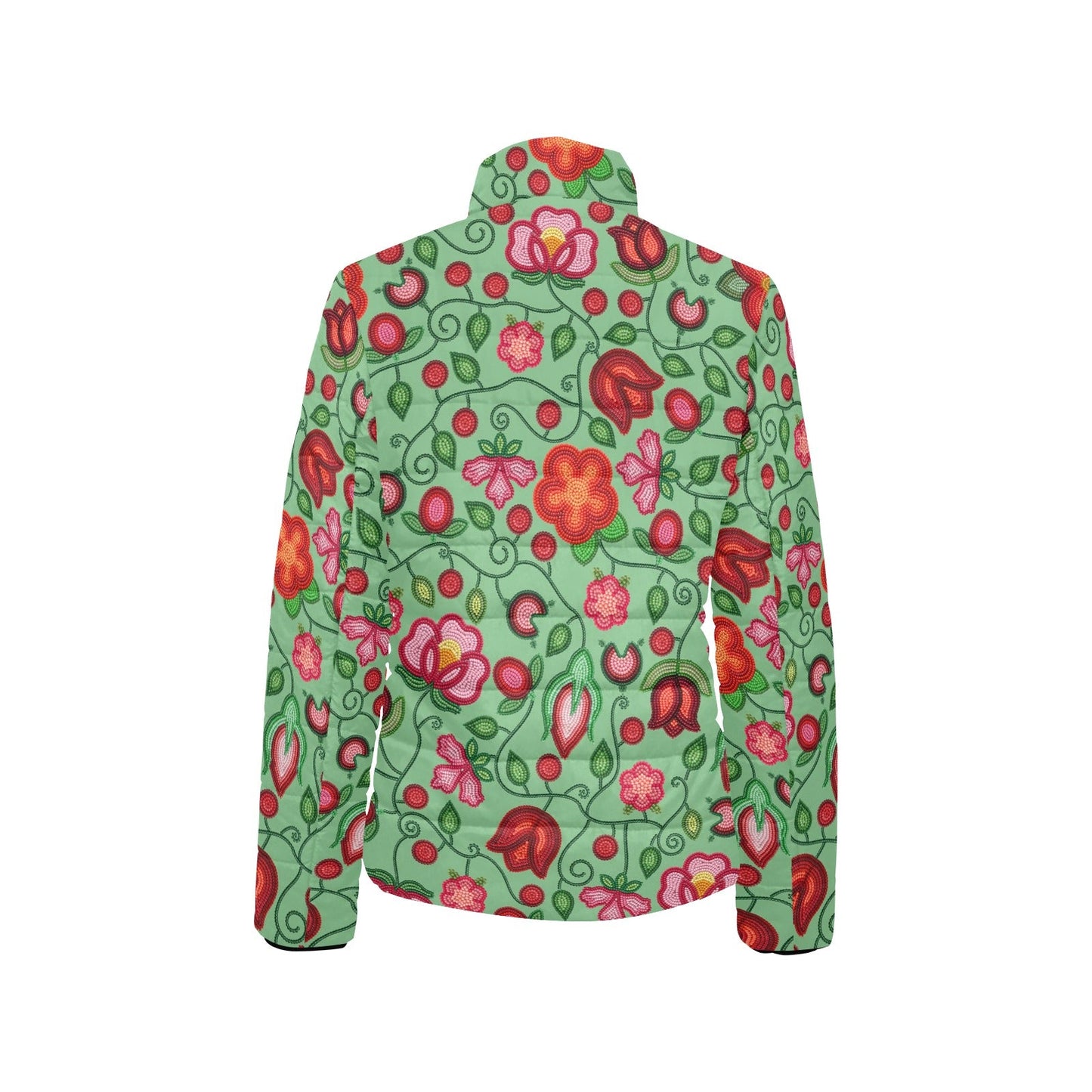 Rose Reverie Green Stand Collar Jacket