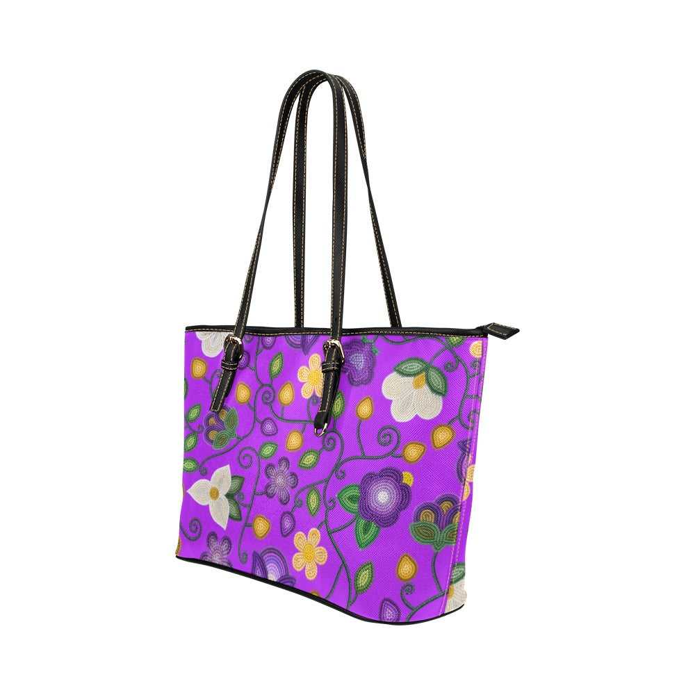 Midnight Moss Bloom Purple Leather Tote