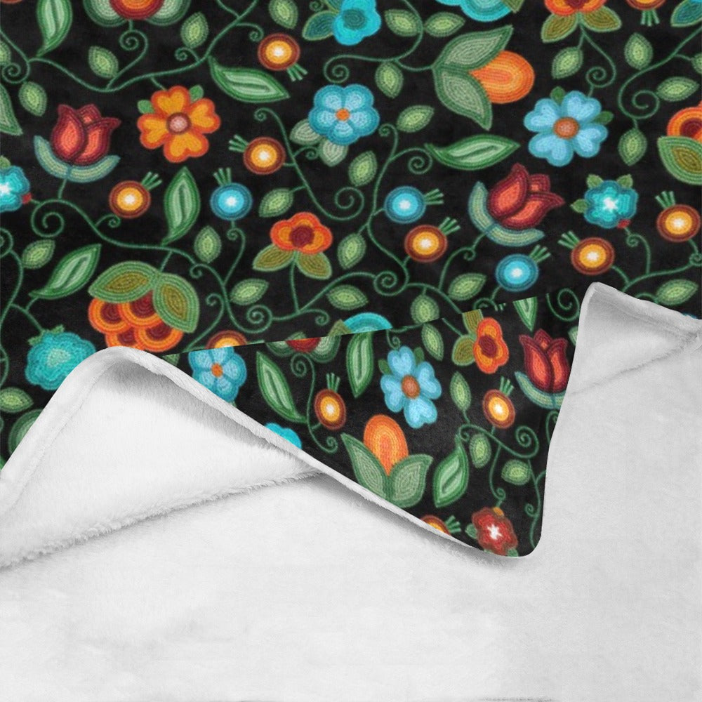 Prairie Fire Petals Black Large Micro Fleece Blanket