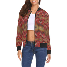 Load image into Gallery viewer, Fire Feather Red Bomber Jacket for Women
