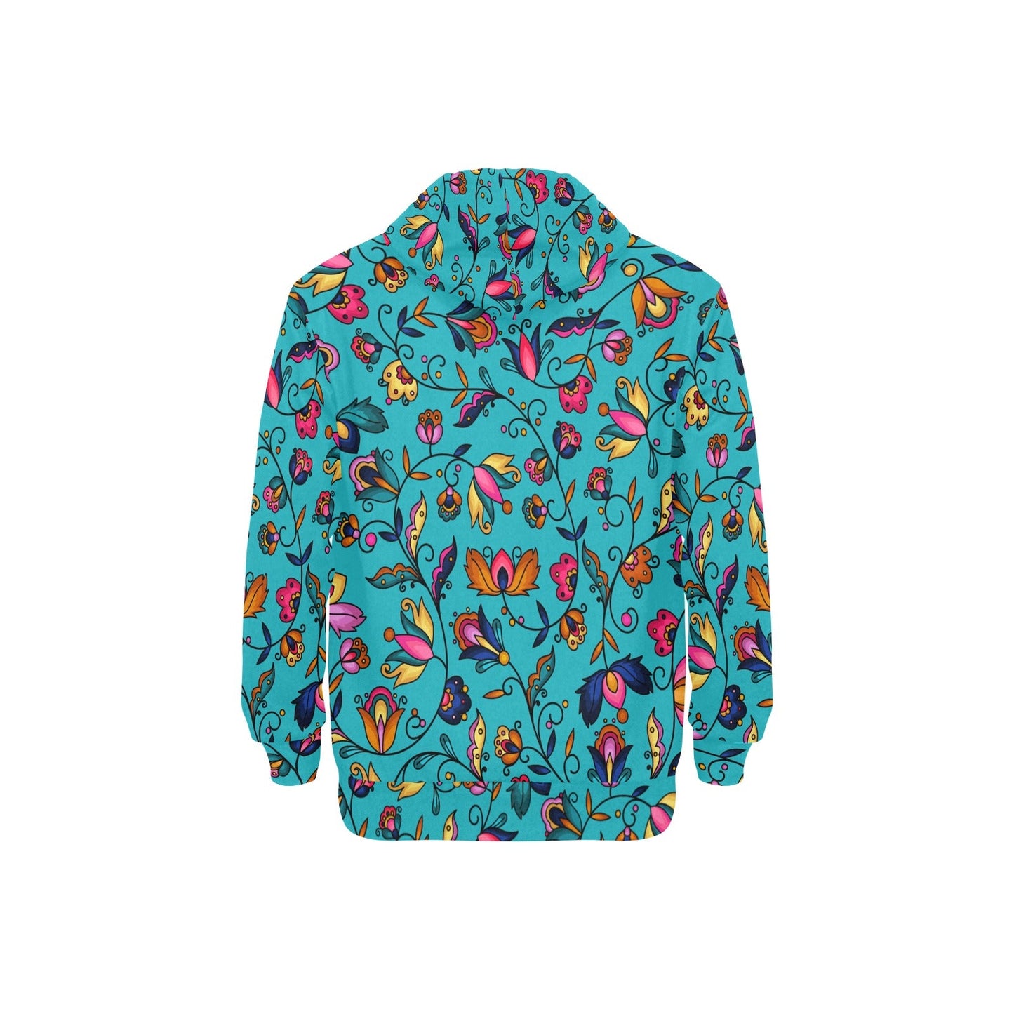 Copper Prairie Petals Turquoise Men's Long Sleeve Fleece Hoodie
