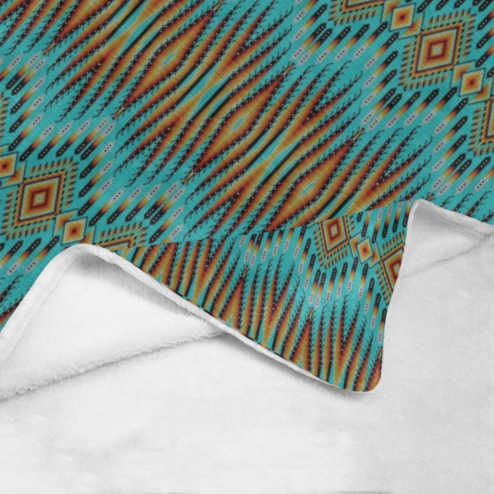 Fire Feather Turquoise X-Large Micro Fleece Blanket