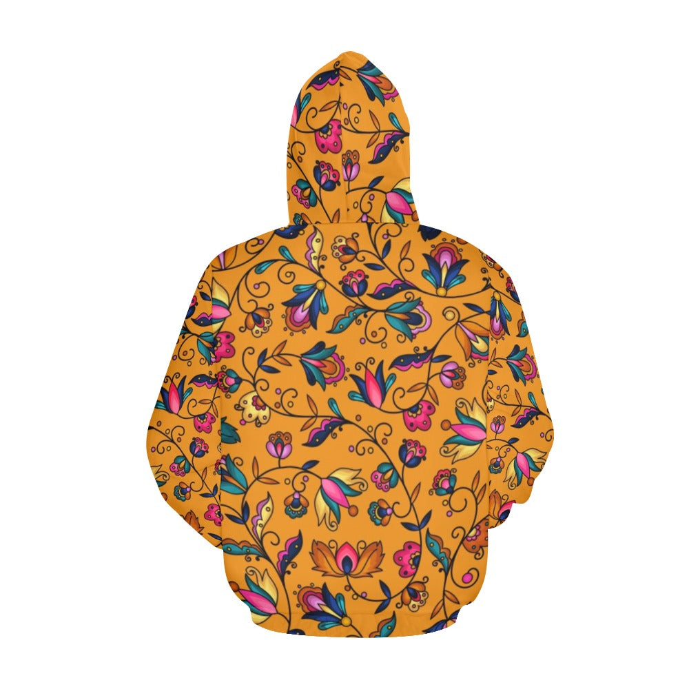 Copper Prairie Petals Orange Hoodie for Women