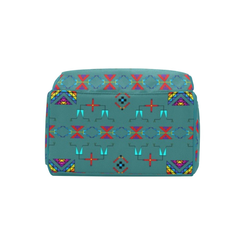 Rainy Chief Rainbow Teal Sky Multi-Function Diaper Backpack