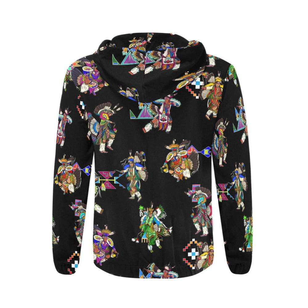 Men's Fancy Dancer Black Men's Zipper Hoodie