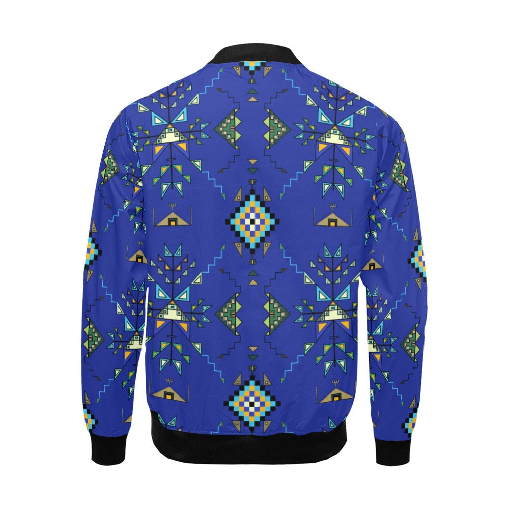 Bear Shield Dark Blue Bomber Jacket for Men