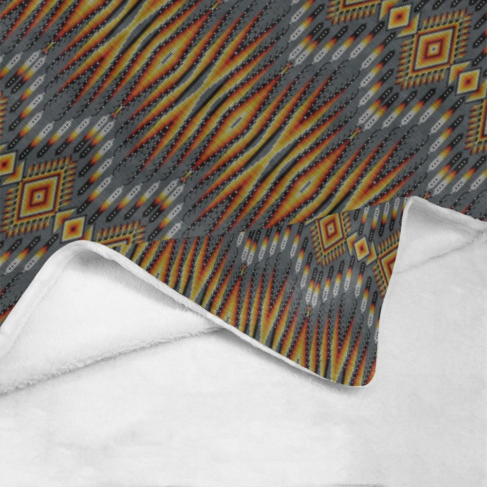 Fire Feather Grey X-Large Micro Fleece Blanket