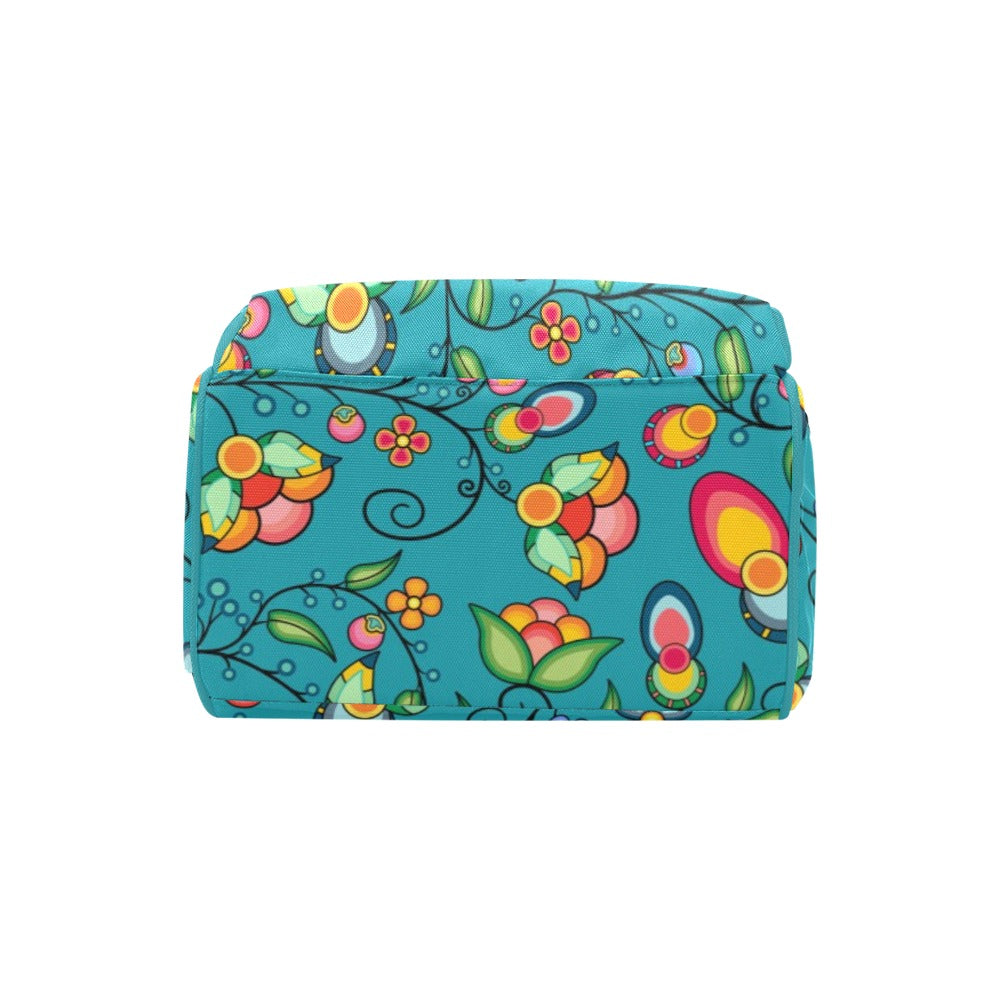 Floral Bounty Teal Multi-Function Diaper Backpack