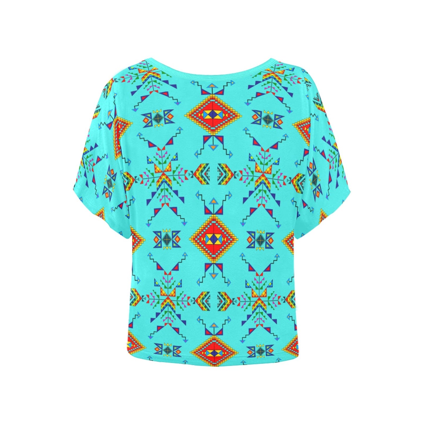 Buffalo Jump Turquoise Women's Batwing-Sleeved Blouse T shirt