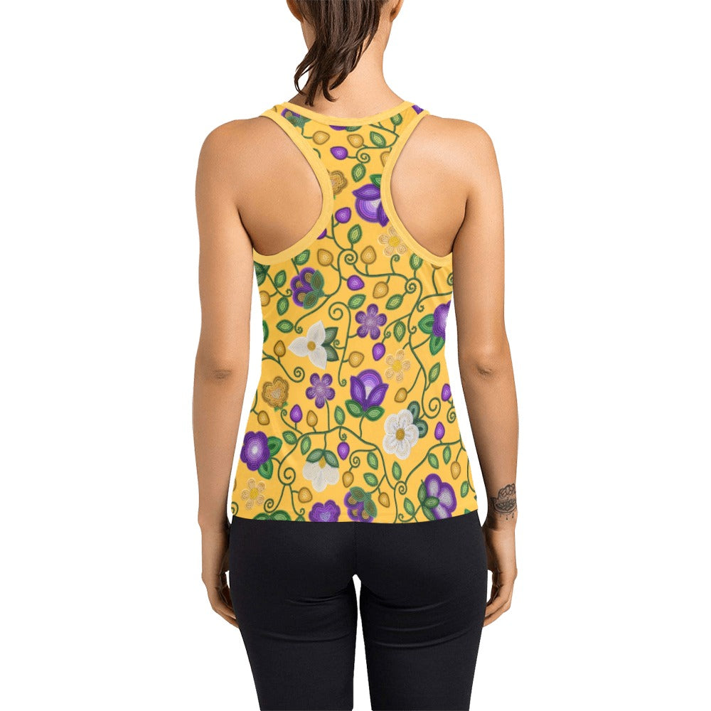 Midnight Moss Bloom Yellow Racerback Tank Top
