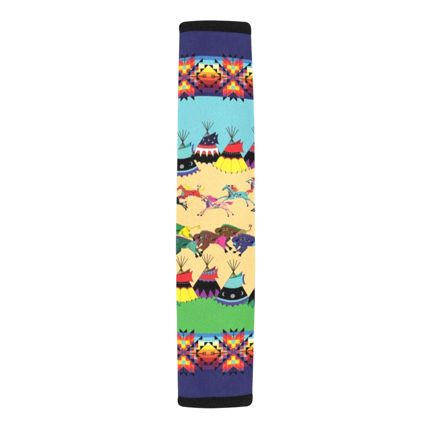 Horses and Buffalo Ledger Blue Seat Belt Cover