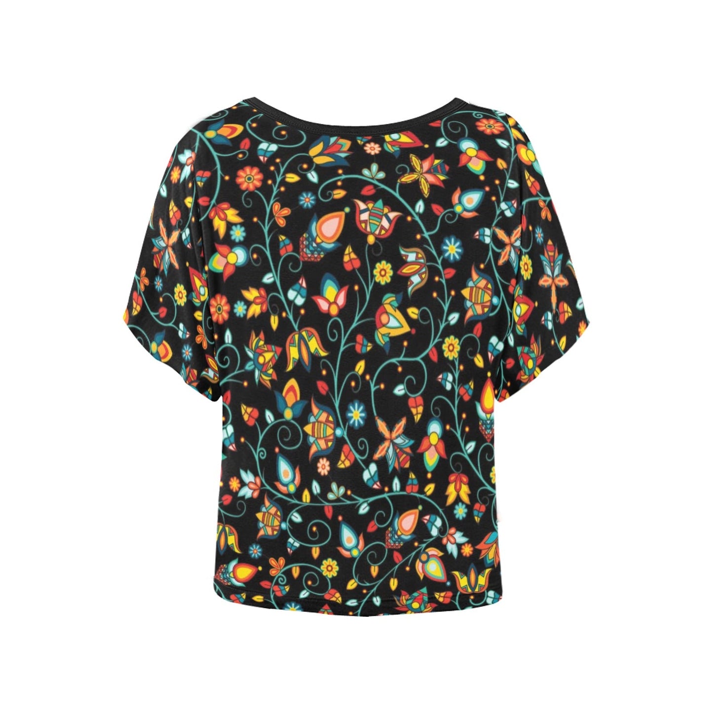 Thorny Path Black Women's Batwing-Sleeved Blouse T shirt