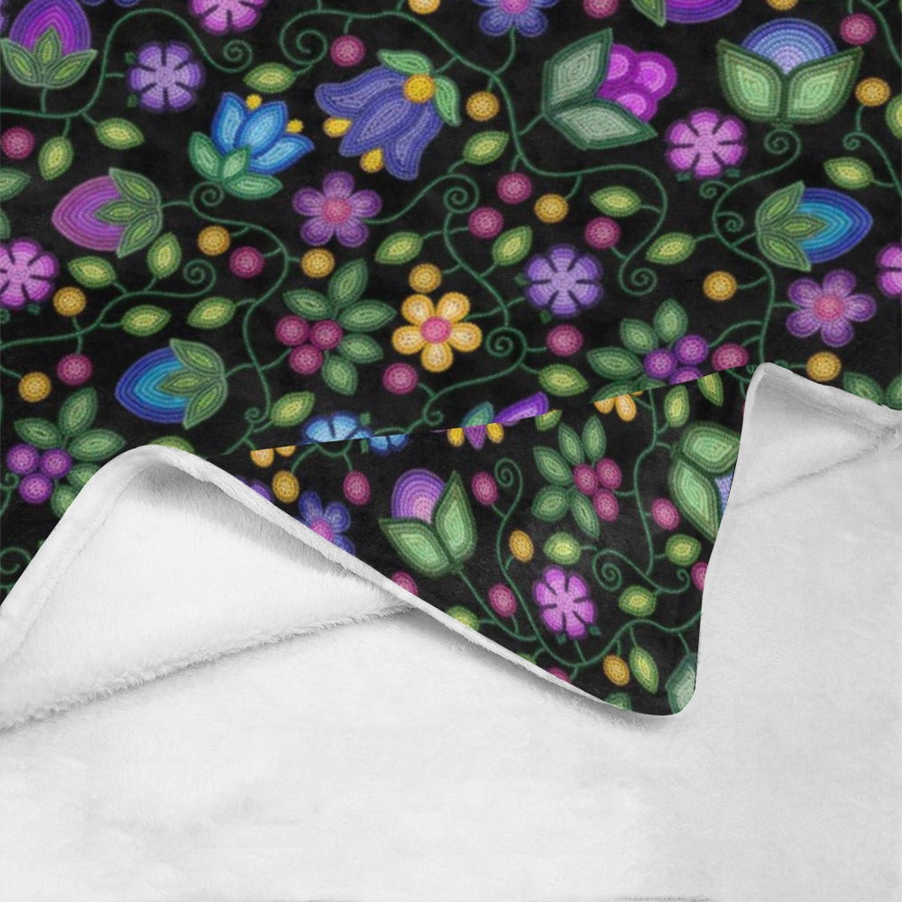 Bloom Uplift Black Large Micro Fleece Blanket
