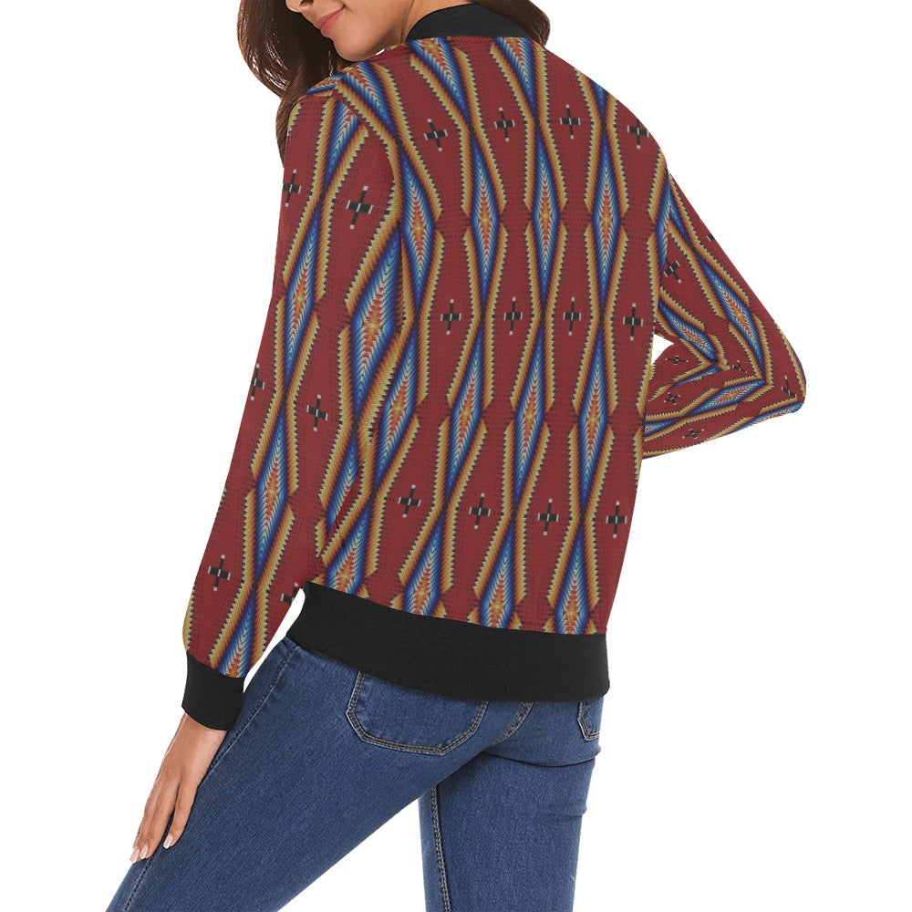 Diamond in the Bluff Red Bomber Jacket for Women