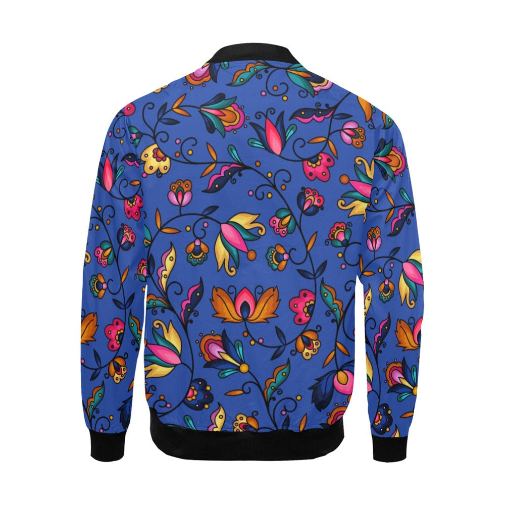 Copper Prairie Petals Blue Bomber Jacket for Men