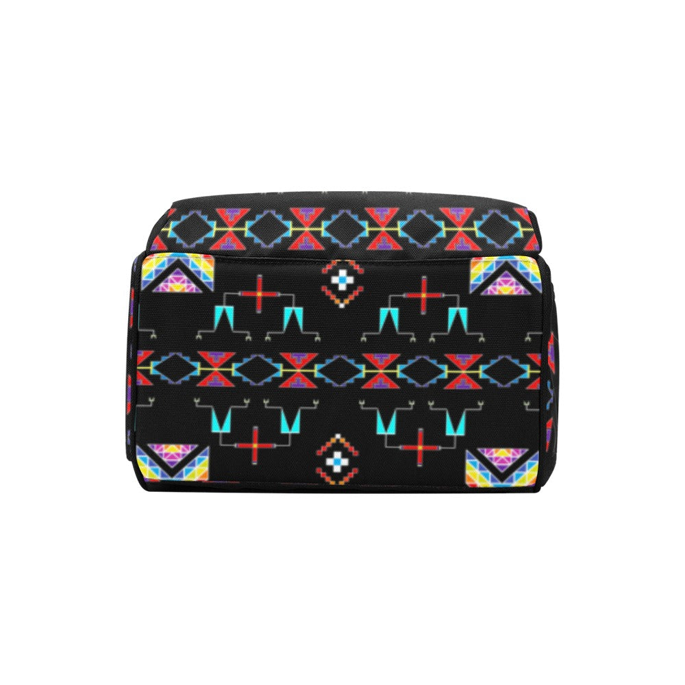 Rainy Chief Rainbow Black Multi-Function Diaper Backpack