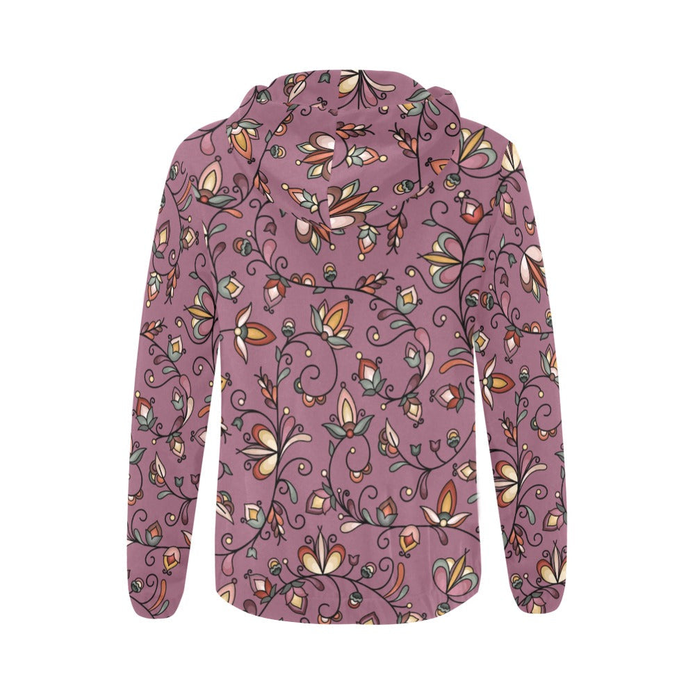 Burnt Sky Petals Magenta Full Zip Hoodie for Women