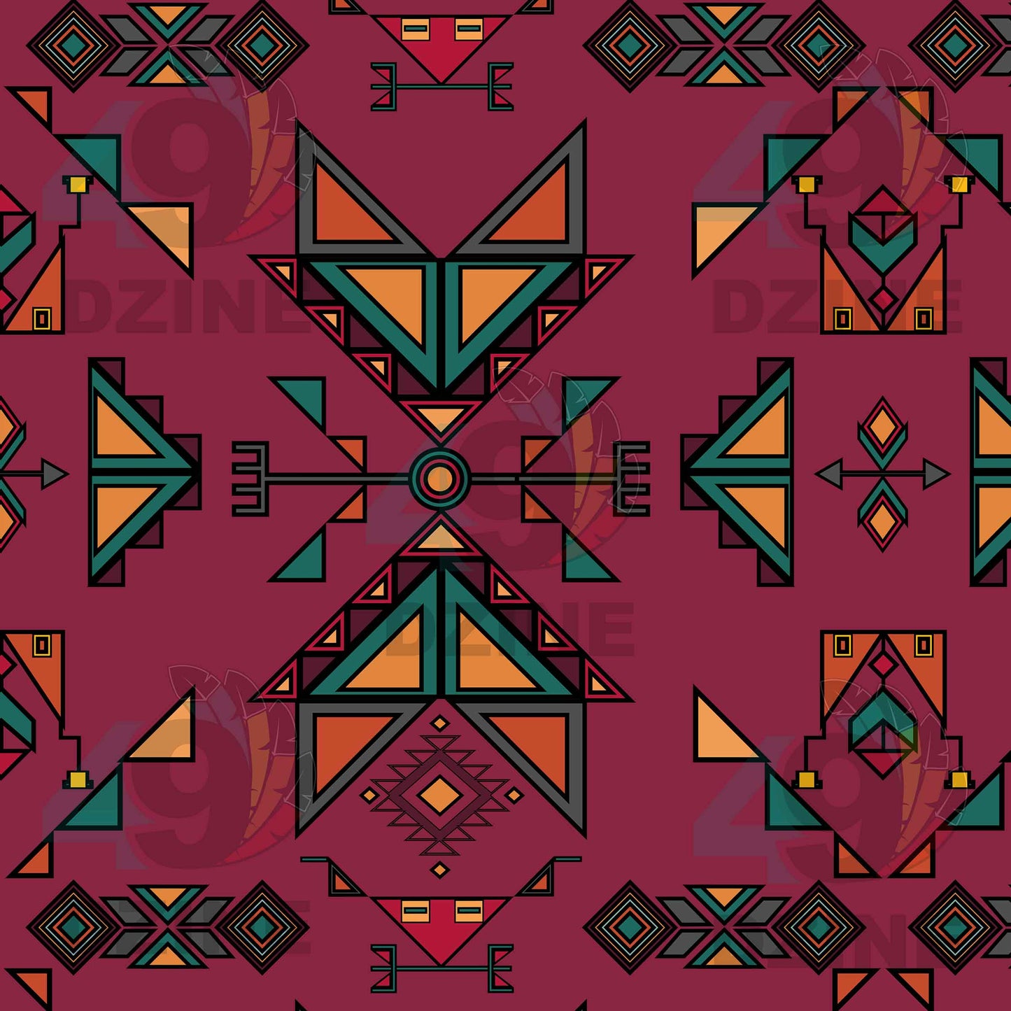 Arrow Dawn Maroon Fabric