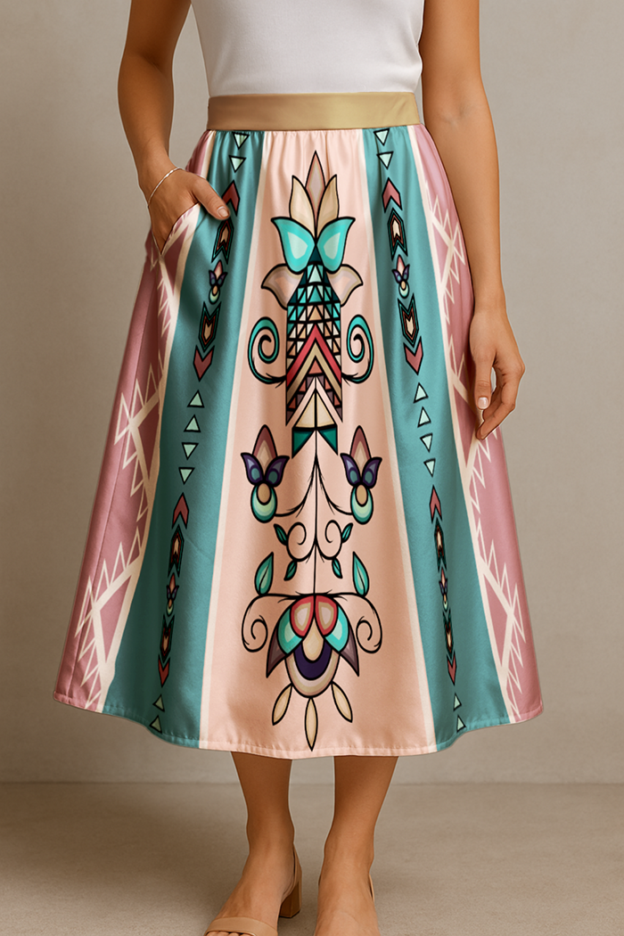 Arrow Blossom Path Midi Skirt