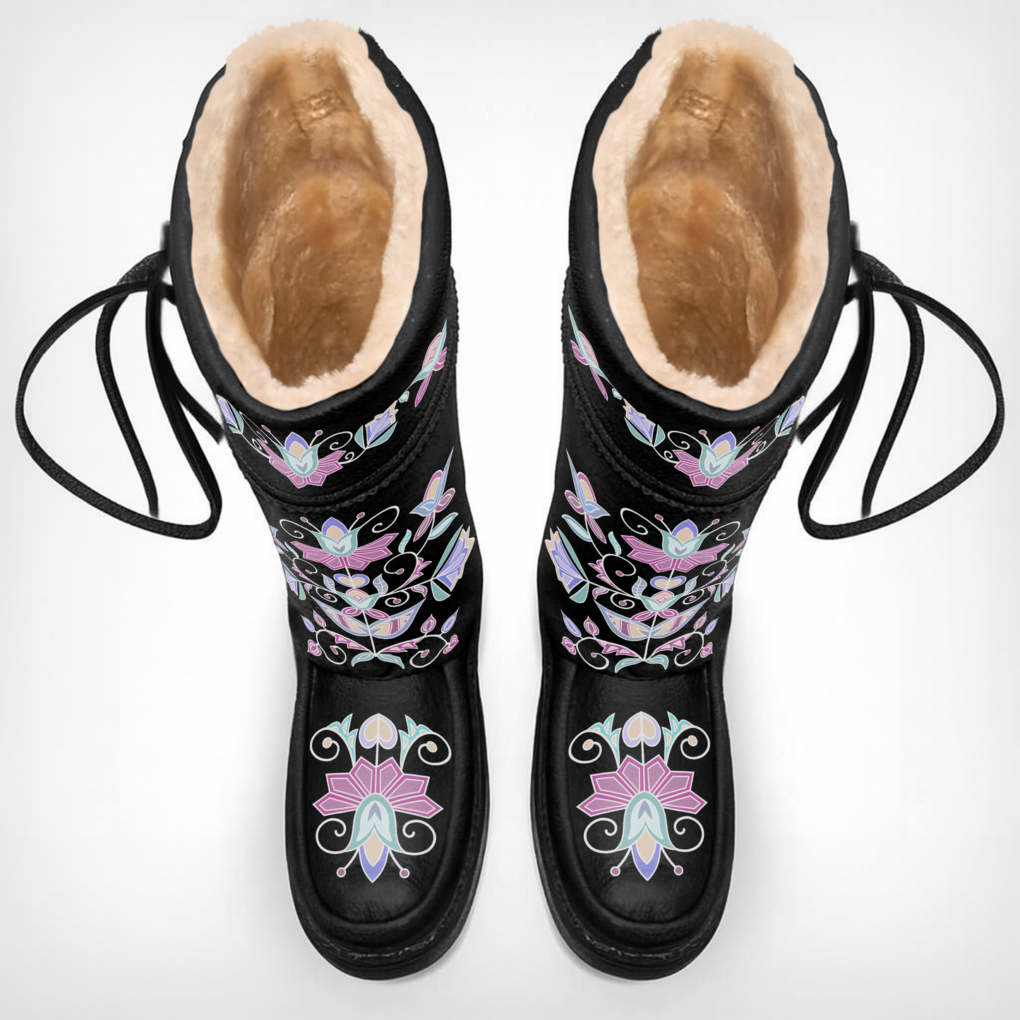 Moonlit Frost Black Real Leather MocLux Tall