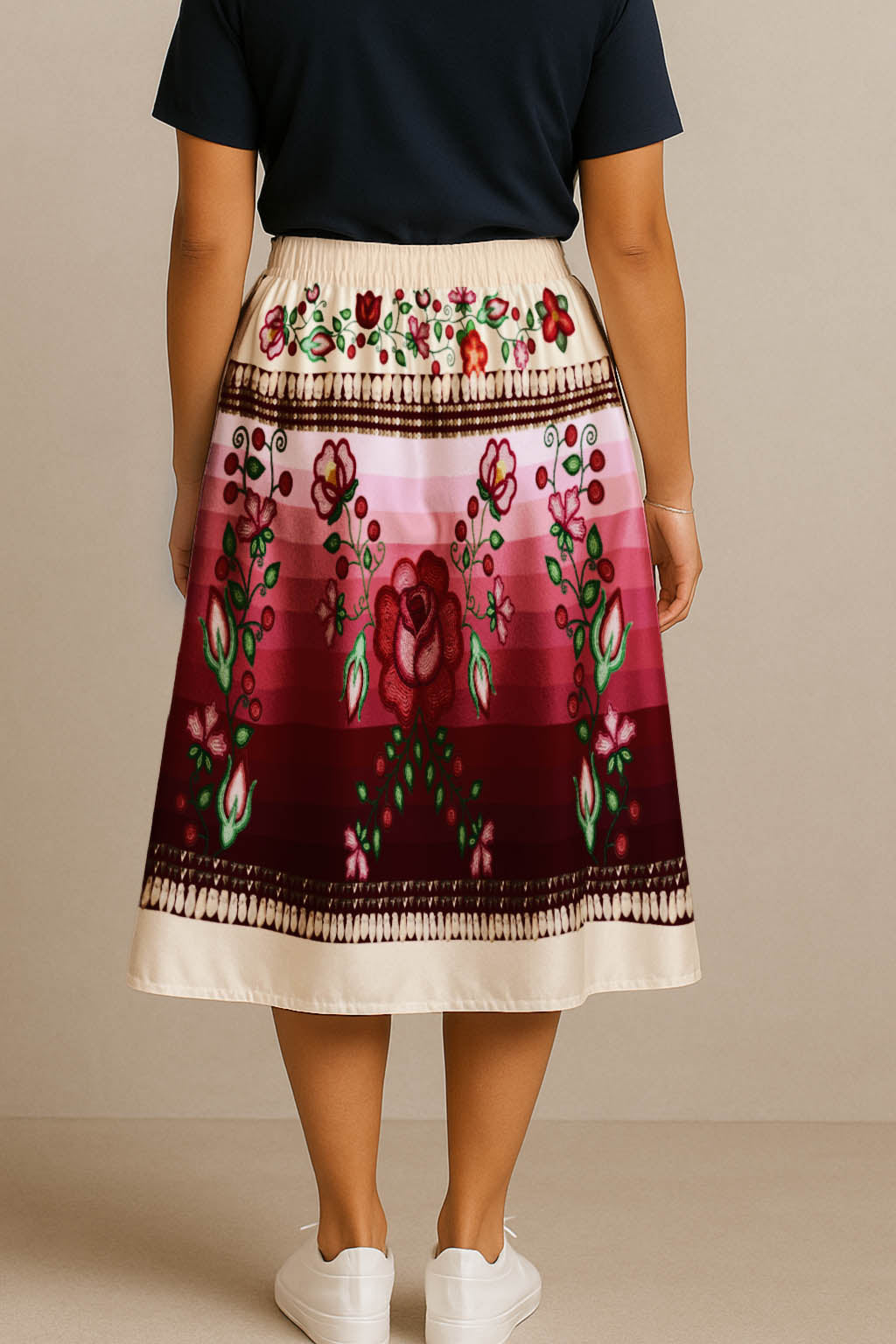 Beaded Offering Cream 1 Midi Skirt